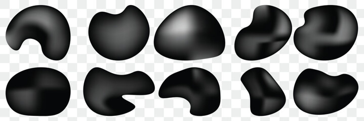 Black blob icon set. 