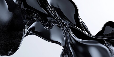 Abstract Black Fluid Forms, AI generated illustration