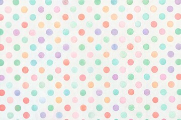 Colorful polka dot pattern in bright pastel shades on white background