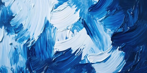 Fototapeta premium Abstract Blue and White Acrylic Texture, AI generated illustration.