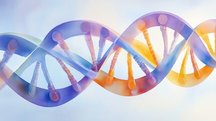 A vibrant watercolor illustration of a DNA helix, symbolizing genetics, life, science, knowledge, and human biology.
