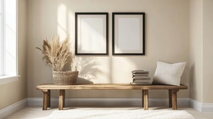 Fototapeta premium Rustic Entryway with a Wooden Bench