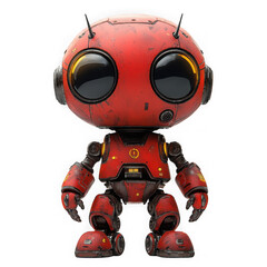 Red robot isolated on a transparent background png file no background_1 png file