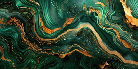 Green and Gold Geological Design Background. AI generated illustration.