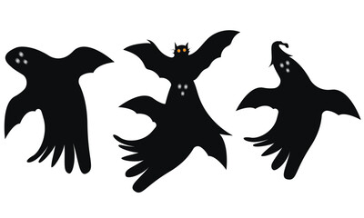 Halloween ghost flat silhouette Vector Illustration