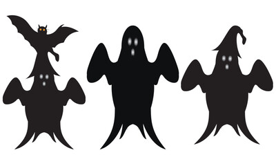Halloween ghost flat silhouette Vector Illustration