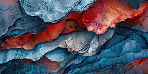 Obraz premium Natural Texture with Blue and Red Elements Abstract Art. AI generated illustration.