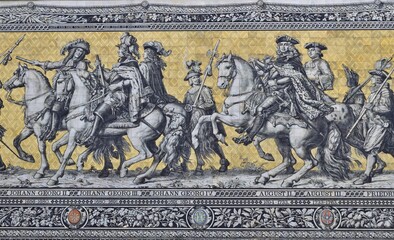 Fürstenzug in Dresden, Porzellanwandbild
