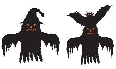 Halloween ghost flat silhouette Vector Illustration