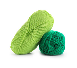 Two bright skeins of yarn isolated on white