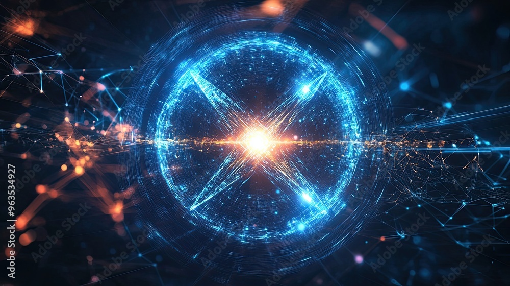 Poster studying atomic orbit dynamics in nuclear tech advances at a high-tech research facility
