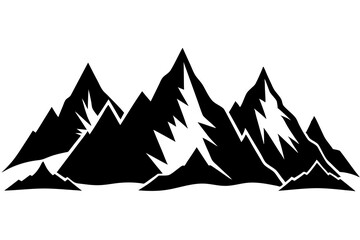 Mountain silhouette vector, Mountains ranges, Black and white mountain icon