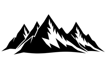 Mountain silhouette vector, Mountains ranges, Black and white mountain icon