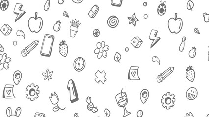 Doodle home related trendy seamless pattern. Hand draw illustration in sketch style, seamless pattern.