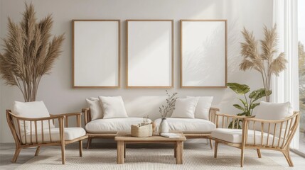 Minimalist Living Room with Wooden Accents