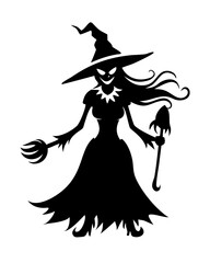 Vector Illustration of a Halloween Witch Icon on Transparent Background