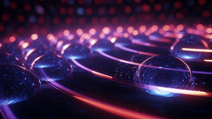 3d Abstract circles background with light from above