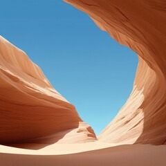 Realistic canyon view with layered rock formations and a clear sky, beautiful for promotional campaigns