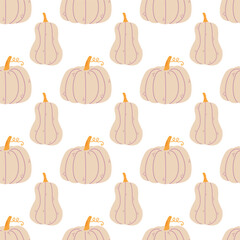 autumn seamless pattern with cute pumpkins