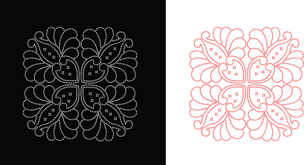 Flower vector transfer rhinestone design, Rhinestone Design, Rhinestone Pattern, Rhinestone Design Template, Rhinestone Design for T-shirt, Rhinestone Template Royalty-Free Images