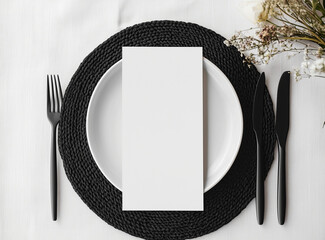 Minimalist Table Setting with Blank Menu Card