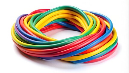 gym, band, accessory, workout, strength training, isolated, flexible, colorful, white background, vibrant, Colorful resistance band with vibrant colors isolated on a white background
