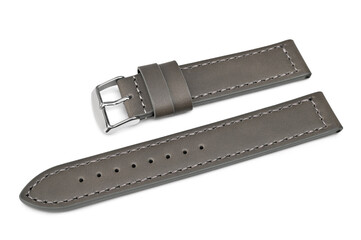 Leather watch strap on white background