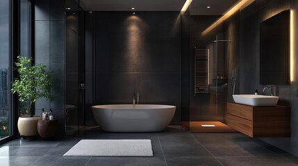 Smart bathroom with automatic temperature control and lighting, Smart home luxury, Modern wellness
