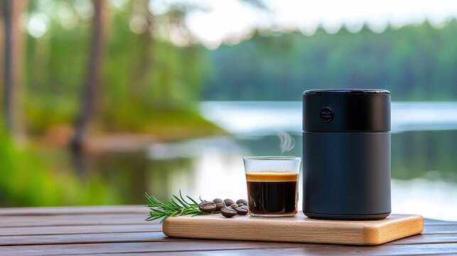 Immersive Coffee Experience: AR Portable Coffee Maker Brews Adventure Blend in Seconds Outdoors