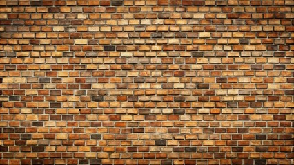 Naklejka premium Large brick wall painted in various shades of brown
