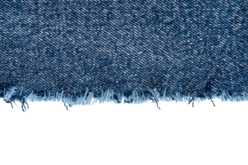 Piece of torn denim on a white background. Denim texture
