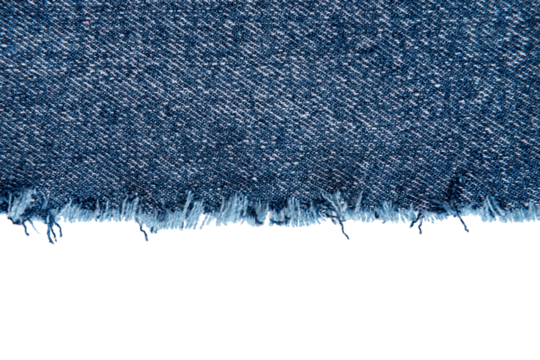 Piece of torn denim on a white background. Denim texture