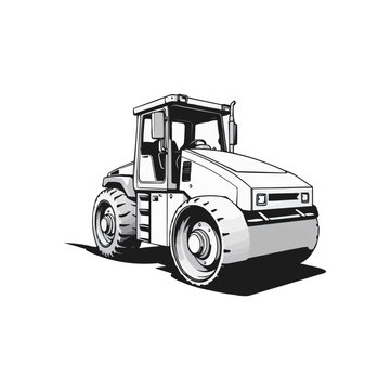 recommend clip art: Road Roller vector artwork. Steamroller black and white clip art silhouette. Roller editable logo design