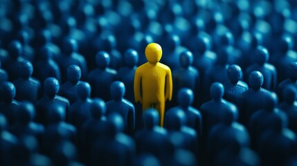 This visual representation of the recruitment process showcases a standout candidate amidst a sea of figures. It symbolizes the ongoing search for unique and exceptional talent within the workforce