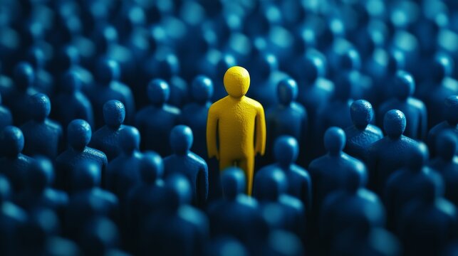 This visual representation of the recruitment process showcases a standout candidate amidst a sea of figures. It symbolizes the ongoing search for unique and exceptional talent within the workforce