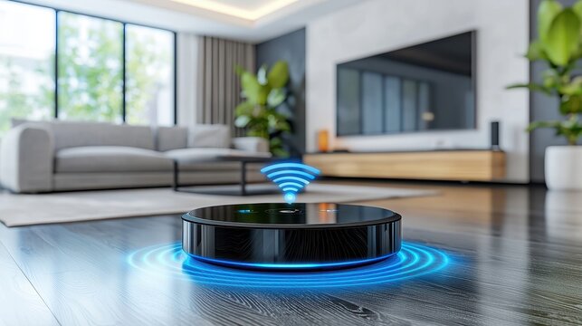 Immersive Home Speaker System with Augmented Reality Enhancing Sound Quality and Connectivity in Modern Living Room Setting