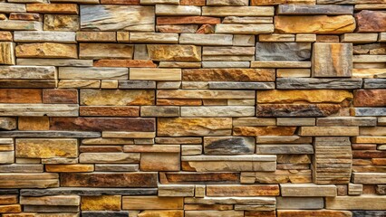 Fototapeta premium Stone paneling used for rustic outdoor home cladding, creating a textured and natural background for a rustic style