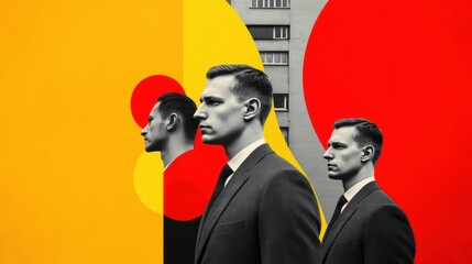 Naklejka premium A man in a suit and tie with another man next to him, AI