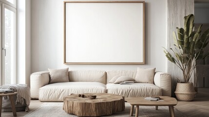 Fototapeta premium Minimalist Living Room with a Large Canvas