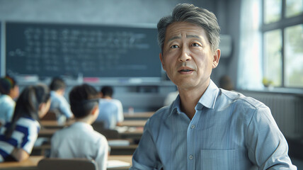 asian teacher in school, asian teacher in classroom, asian male teacher XII