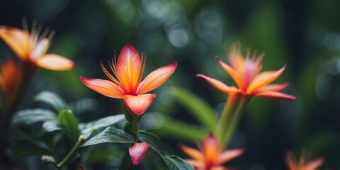 Fototapeta premium Tropical Flora and Fauna Surrounding Blank Space.