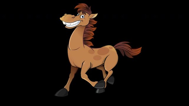 
Horse Run Cycle (Gallop) Cartoon Animation
Color cartoon loop animation of a running smiling horse. 