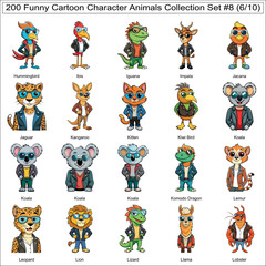 Fototapeta premium Funny Cartoon Character Animals Collection Set of 200 Isolated Animals Part 6