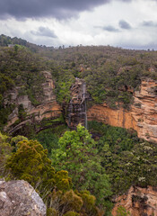 Fototapeta premium Day time taken from Princes Rock Lookout, Katoomba Area of Blue Mountains National Park , with stunning views of the Wentworth Falls, in the Blue Mountains, NSW, Australia