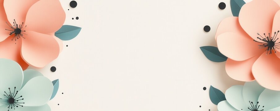 Modern clean and minimalistic iPhone wallpaper featuring pastel floral design with paper cut flowers and leaves on a neutral background