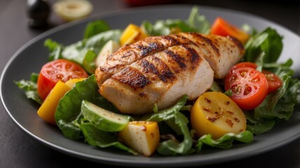 vegetable Top Grilled view salad copy fillet chicken space.