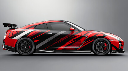 Obraz premium Wrap design for cars with black sports stripes.