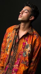 Obraz premium The model wears vibrant traditional Indian clothing embodying cultural heritage and artistry