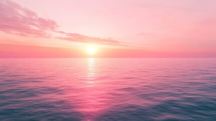 Fototapeta premium Pink Sunset Over Calm Ocean Waters