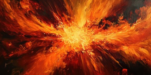 Fiery cosmic explosion abstract art. AI generated illustration